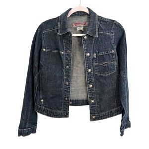 SILVER JEANS S Cropped Dark Wash Jean Denim Jacket